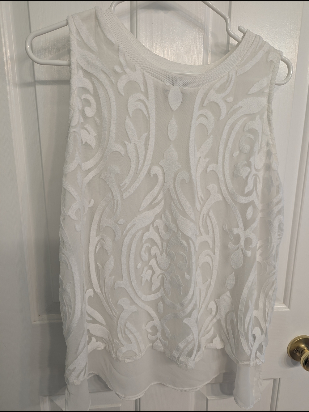 Worthington White Embellished Tank Top With Sheer Under Layer